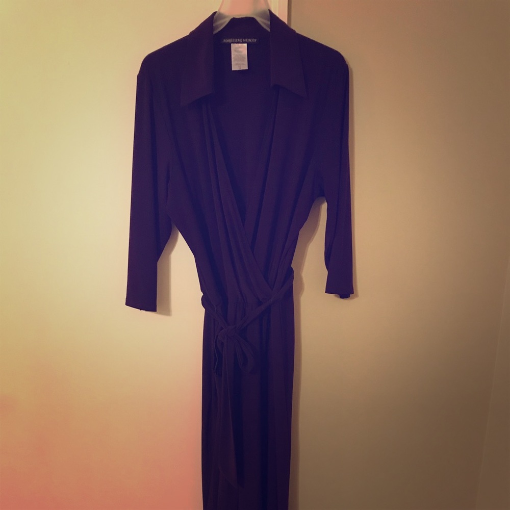 3/4 sleeve eggplant jumpsuit